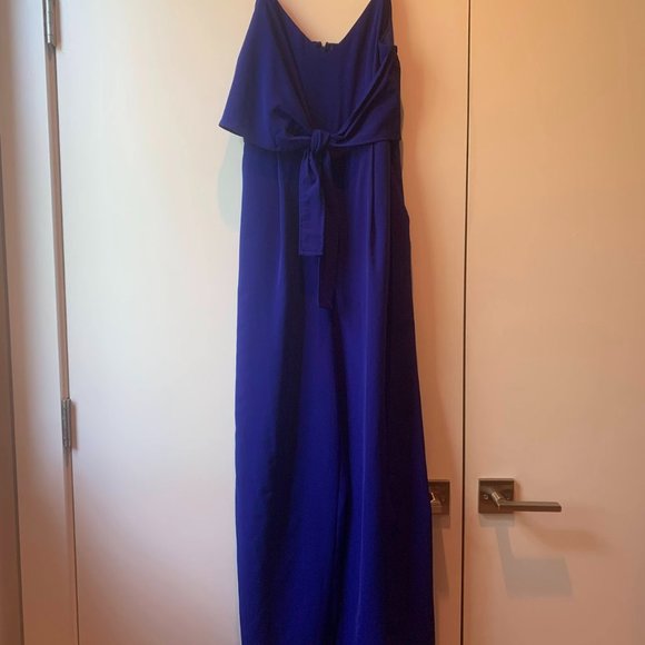 Lulus Royal Blue Tie-Front Wide Leg Jumpsuit - Picture 5 of 6